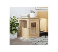 vidaXL Meuble de cage pour chiens 838311 – Niche avec porte verrouillable, table d'appoint, chêne