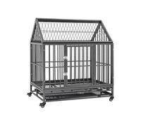 vidaXL Cage pour Chiens avec Roues et Toit Acier 92x62x106 cm Chenil Enclos