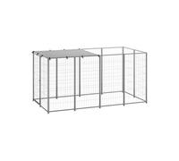 Chenil Argenté 2,42 m² Acier Enclos pour Chiots Cage Chiens Extérieur vidaXL