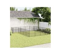 Hondenkennel 20 panelen gepoedercoat staal zwart3209560