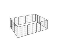 Hondenkennel 24 panelen 50 x 100 cm gepoedercoat staal zwart3115962