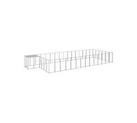 Hondenkennel 26,62 mÂ² staal zilverkleurig 3082224