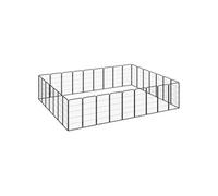 Hondenkennel 32 panelen 50 x 100 cm gepoedercoat staal zwart3115964