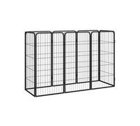 Hondenkennel 8 panelen 50x100 cm gepoedercoat staal zwart3115958