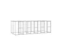 vidaXL Hondenkennel met dak 12,1 mÂ² gegalvaniseerd staal3082274 Argent G