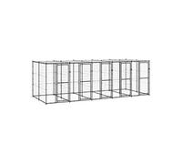 vidaXL Hondenkennel met dak 12,1 mÂ² staal3082252 Noir G