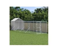 Vidaxl Chenil D'extérieur Pour Chiens Avec Toit Argenté 2x10x2,5 M