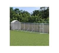 Vidaxl Chenil D'extérieur Pour Chiens Avec Toit Argenté 2x14x2,5 M