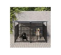 Chenil d'Extérieur pour Chiens Acier 13,14 m² Cage Enclos Niche Chiot vidaXL