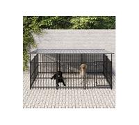 vidaXL Chenil d'extérieur pour chiens avec toit Acier 5,63 m²