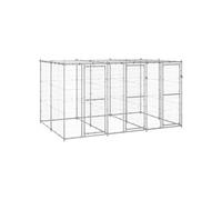 vidaXL Hondenkennel met dak 7,26 mÂ² gegalvaniseerd staal3082272 Argent G
