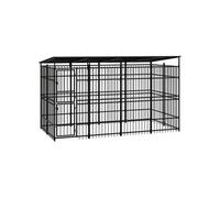 Vidaxl Chenil D'extérieur Avec Toit Pour Chiens Acier 7,37 M²