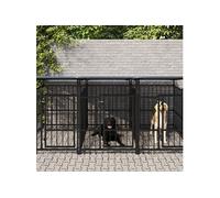 Vidaxl Chenil D'extérieur Avec Toit Pour Chiens Acier 7,51 M²