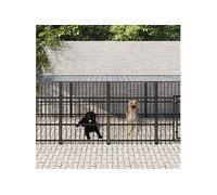 Hondenkennel voor buiten met dak 16,89 mÂ² staal3124614