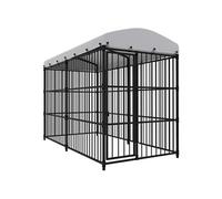 Chenil D'extérieur Pour Chiens Acier Avec Toit 300x150x210 Cm Noir Sécurisé