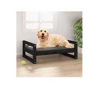 Hondenmand 75,5x55,5x28 cm massief grenenhout zwart821481