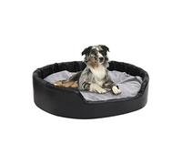 Vidaxl Lit Chiens Noir Et Gris 99x89x21 Cm Peluche Et Similicuir