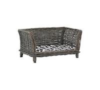 Panier pour Chiens avec Coussin Gris 50x33x30 cm Saule Naturel Lit vidaXL