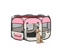 Vidaxl Parc Pliable Pour Chien Avec Sac De Transport Rose 110x110x58cm