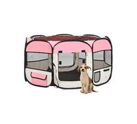 vidaXL Parc Pliable pour Chien avec Sac de Transport Rose 125x125x61 cm Enclos 171011