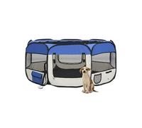 vidaXL Parc pliable pour chien 145x145x61 cm Bleu acier intérieur avec sac de transport