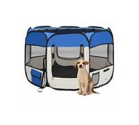vidaXL Parc pliable pour chien Enclos 171013 avec sac de transport 90x90x58 cm Bleu