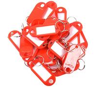 HondoKet Lot de 30 étiquettes de clés en plastique pour porte-bagages avec étiquette nominative, couleur : rouge