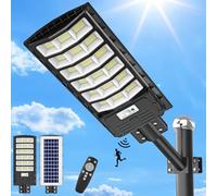 Hondony 600W Lampe Solaire Exterieur, 6500K Du crépuscule à l'aube LED Jardin Lampe avec TéLéCommande, IP65 Impermable Pour Rue Garage Éclairage public