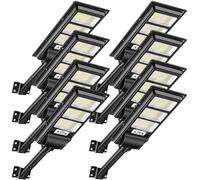 Hondony 8Pack 300W Lampe Solaire Exterieur,White Light 6500K DéTecteur de Projecteur LED Jardin Lampe avec TéLéCommande, IP65 Impermable Pour Rue Garage Éclairage public
