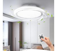 Hondony Sans Pale Silencieux Ventilateur de Plafond avec Lumière et Telecommande Ventilador Plafonnier LED avec 100W Dimmable 6Vitesses DC 3Températures de Couleur pour chambre d'enfant