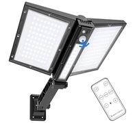 Hondony Solaire Exterieur Lampadaire avec Télécommande, Blanc froid 6500K PIR Détecteur de Mouvement Étanchéité IP65 Projecteur Solaire Exterieur Pour Rue Garage Éclairage Public
