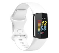 honecumi Bracelet Compatible avec Fitbit Charge 5 Bracelet Hommes Femmes, Charge 5 Souple Silicone Classiques Reglables Sport Bracelet Accessoires Élégant sangle, Petit/Blanc