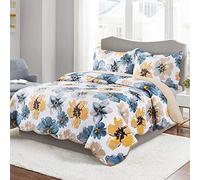 HoneiLife Parure de lit 3 pièces en Microfibre réversible pour très Grand lit - Couvre-lit en Patchwork à Motif Floral pour Toutes Les Saisons - Peinture à l'encre