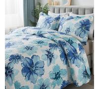 HoneiLife Parure de lit king size 3 pices en microfibre, couvre-lit rversible, imprim floral, parure de lit toutes saisons, peinture l'enc