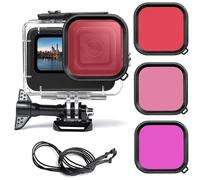 HoneTeek Boîtier étanche avec filtres de plongée pour GoPro Hero 13 GoPro Hero 12 Hero 11 Hero 10 Hero 9 Noir Action Camera, 60 m de protection sous-marine, kit de plongée accessoires GoPro