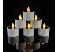 HoneTeek Lot de 6 bougies solaires d'extérieur étanches à DEL sans flamme, bougies chauffe-plat à piles vacillantes pour intérieur et extérieur, bougies solaires rechargeables pour lanterne du