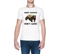 Honey Badger Don't Care Blanc Homme T-Shirt Taille L White Men's Tee Size L