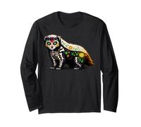 Honey Badger Mexicain Sugar Skull Calavera Viva Mexico Party Manche Longue