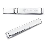 HONEY BEAR 1.57inch Homme/Garçons Maigre Pinces à Cravate pour le cadeau de mariage d'affaires,4cm (Argent brillant 4cm)