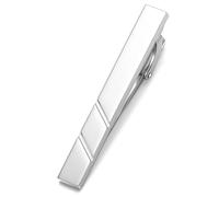 HONEY BEAR 1.97"/2.12" Homme Pinces à Cravate pour Hommes Taille Normale, 5cm/5.4cm (Argent brillant 5.4cm)