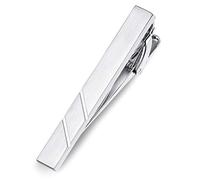 HONEY BEAR 1.97"/2.12" Homme Pinces à Cravate pour Hommes Taille Normale, 5cm/5.4cm (Argent brossé 5.4cm)