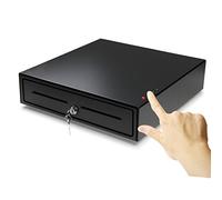 HONEY BEAR 16Inch manuel Bouton poussoir tiroir de caisse enregistreuse manuel ouvert, Heavy Duty, avec 4 Compartiments Billets 8 Compartiments Monnaies,Noir