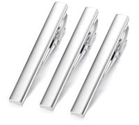 HONEY BEAR 2.12inch Lot de 3 Pinces à Cravate pour Homme Taille Normale Cravate,5.4cm (Argent brillant 5.4cm Avec boîte)