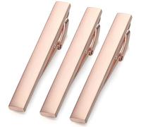 HONEY BEAR 2.12inch Lot de 3 Pinces à Cravate pour Homme Taille Normale Cravate,5.4cm (Or rose Horizontal brossé 5.4cm Avec boîte)