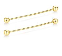 HONEY BEAR 2pcs Collier Bar de Broches Cravate Clip pour Hommes Chemise Cravate Cadeau de Mariage D'affaires avec Boîte, 6.4cm (Ball, Or)