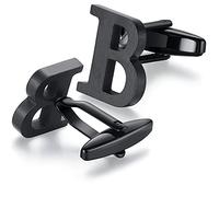 HONEY BEAR Bouton De Manchette La Lettre Alphabet Homme Chemise Poignet Col En Cadeaux de Mariage d'affaires (B Noir)