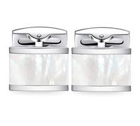 HONEY BEAR Bouton De Manchette Rectangle Homme Chemise Poignet Col en Acier Inoxydable Mariage Commercial (Coquille Blanche)