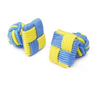 Honey Bear Boutons de manchette de noeud de soie de tissu des hommes/Femme chemise/robe,Carré pour le cadeau de mariage d'affaires (jaune + bleu)