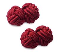 Honey Bear Boutons de manchette de noeud de soie de tissu des hommes/Femme chemise/robe,rond pour le cadeau de mariage affaires (Rouge foncé)