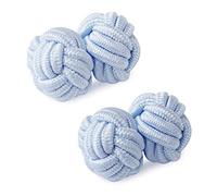 Honey Bear Boutons de manchette de noeud de soie de tissu des hommes/Femme chemise/robe,rond pour le cadeau de mariage d'affaires (bleu clair)